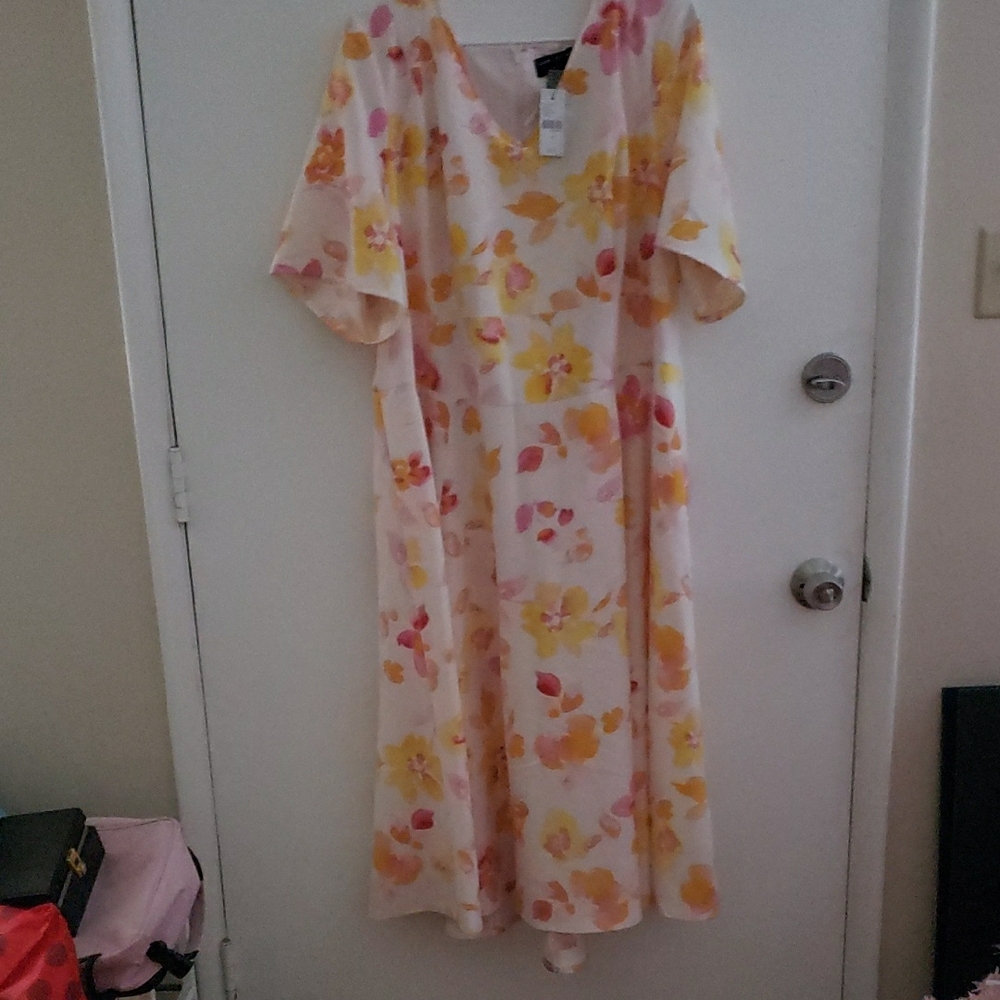 Lane Bryant Yellow and Pink Maxi Dress